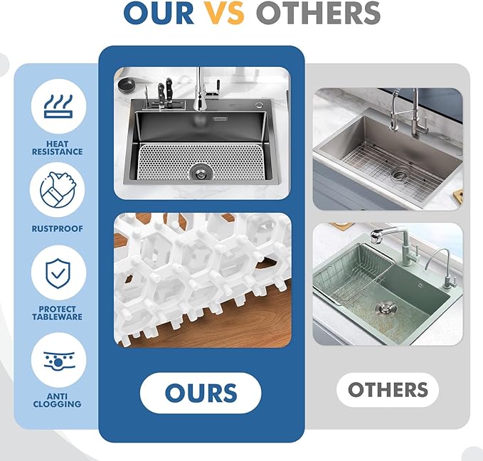 Bestjing Silicone Sink Protectors for Kitchen Sink - 26"x 14" Kitchen Protector Accessory, Non-Slip Heat Resistan Mat for Bottom of Farmhouse Stainless Steel Porcelain, Dishwasher Safe (White)
