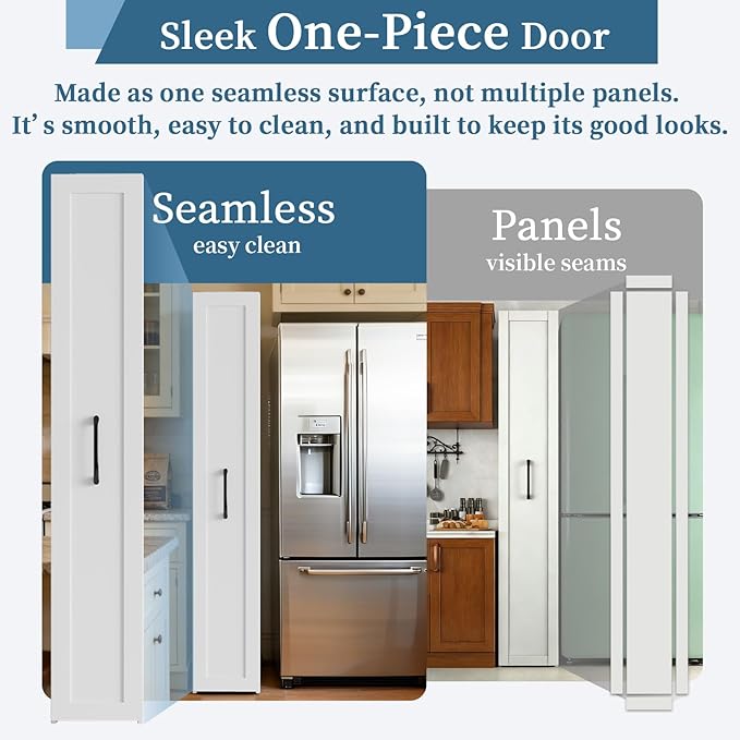 Tall Slim Rolling Storage Cart on Wheels 6-Tier Next to Fridge 11.81 inch Wide Narrow Pull-out Skinny Spice Rack Side of Refrigerator Slide-out Shelf Pantry Cabinet for Kitchen, Laundry Room White