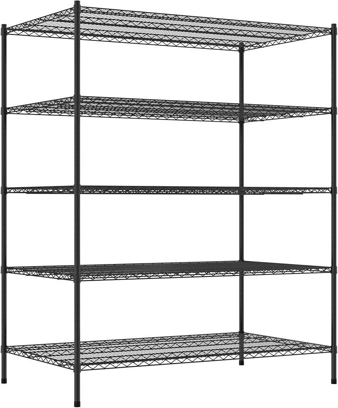 Commercial NSF Listed Black Epoxy Stationary Wire Shelving Kit 36" x 60" x 74", with 5 Shelves Perfect for Warehouse, Walk-in Refrigerator, Freezer, Grocery Store, Restaurant, Dishroom