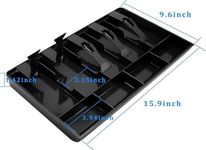 Cash Register Drawer Insert Tray with for Money Storage, Banks Supermarkets Stores,Black (5 Bill & 4 Coin)