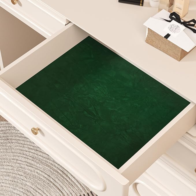 CHIHUT 12''x100'' Green Self Adhesive Velvet Flocking Liner Sheet Soft Felt Fabric Velvet Drawer Liner Roll Thick Removable Velvet Fabric Peel and Stick Contact Paper for Jewelry Box Lining DIY