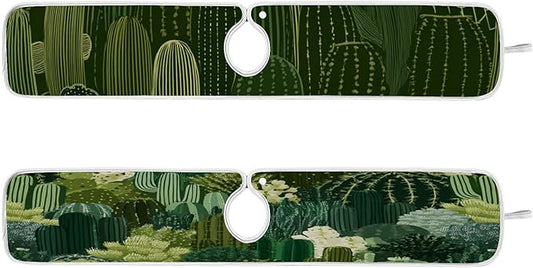 2 PCS Kitchen Sink Splash Guard 30 Inch Faucet Mat for Kitchen Sink Bathroom Sink Faucet Absorbing Drip Drain Mat Pad Microfiber Soft Washable Dark Green Cactus Plants
