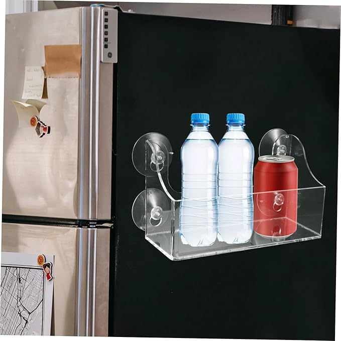 3 Pcs Beverage Shelf Drink Holder for Refrigerator Wall Mounted Shelves Wall Mounted Rack Cups Clear Wall Shelf Drinks Indoor Plant Display Stand Fridge Shower Rack Suction Acrylic