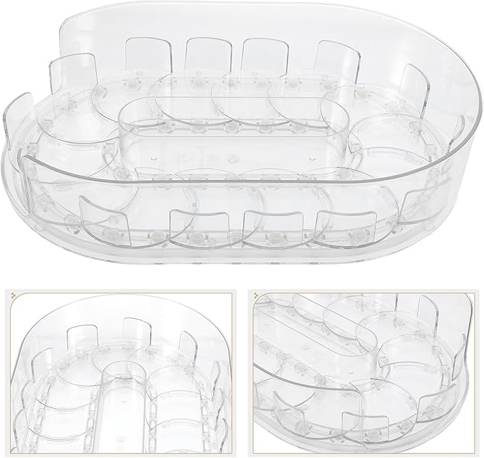 Rotating Fridge Organizer Turntable Tray Kitchen Pantry Spice Rack Non-Skid Condiment Storage for Refrigerator and Countertop