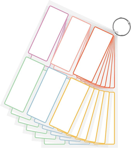 PPB Dry Erase Labels Sticky Notes for Organizing, Reusable Waterproof Removable Stickers for Storage Bins, Freezer, Kitchens, Classroom, Office, All Purpose Use (1.5”x 3.5”, Multicolor, 36 Dots)