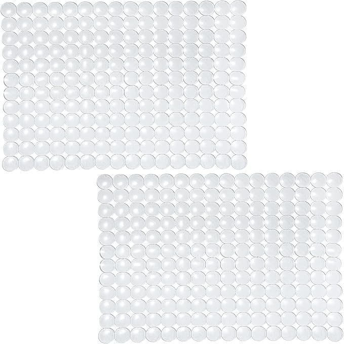 Coopay 2 Pack Kitchen Sink Mat Plastic Protect Mat PVC Eco-Friendly Kitchen Adjustable Stainless Steel/Porcelain Dish Drying Pad Protector for Bottom of Sink, 15 x 11 Inches (Clear)