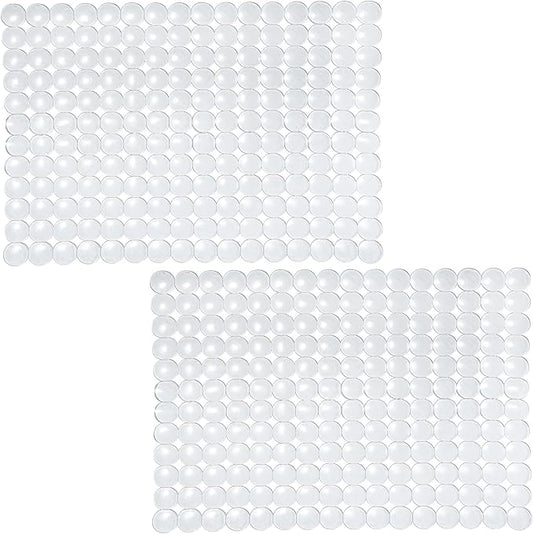 Coopay 2 Pack Kitchen Sink Mat Plastic Protect Mat PVC Eco-Friendly Kitchen Adjustable Stainless Steel/Porcelain Dish Drying Pad Protector for Bottom of Sink, 15 x 11 Inches (Clear)