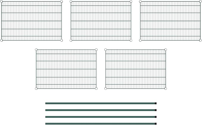 Commercial NSF Listed Green Epoxy Stationary Wire Shelving Kit 24" x 36" x 64", with 5 Shelves Perfect for Warehouse, Walk-in Refrigerator, Freezer, Grocery Store, Restaurant, Dishroom