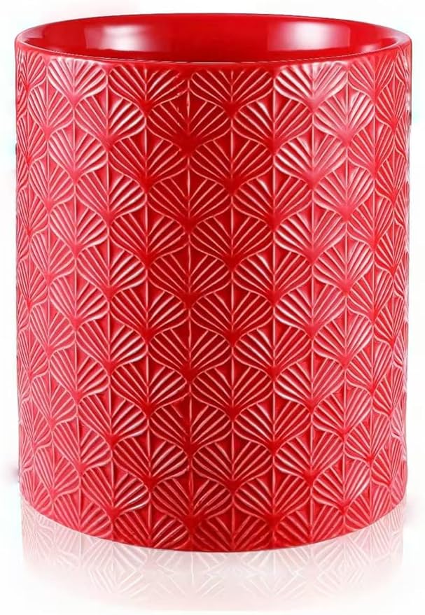 Ceramic Utensils Holder，Extra Large Stable Ceramic Cooking Tool Organizer Set for Kitchen，For Countertop ,Red