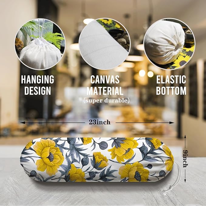 Yellow Floral Bag Holder, Shopping Trash Bags Storage Dispenser, Shopping Garbage Bags Carrier for Home, Kitchen, Travelling, Kitchen Housewarming Gifts for Women Family Friends Grandma Mom