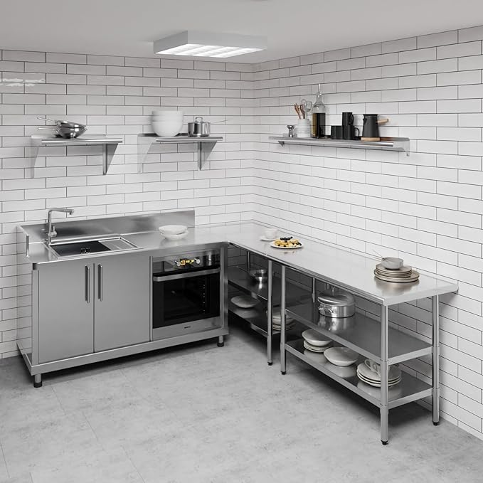AmGood 60" Long X 6" Deep Stainless Steel Wall Shelf | NSF Certified | Appliance & Equipment Metal Shelving | Kitchen, Restaurant, Garage, Laundry, Utility Room