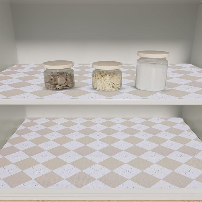 MIAONET Beige Shelf Liner for Kitchen Cabinets 12" x 120" Non-Adhesive Non-Slip Drawer Liners for Dresser, Waterproof Washable Paper, Durable Protector Mat for Pantry Shelves Cupboards
