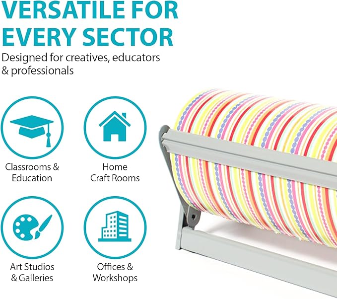 24" Wide Roll Paper Dispenser with Cutter for Desktop – Roll Dispenser with Straight Edge Cutter – Fits Craft, Freezer, Wrapping, Butcher Paper Roll or Cling Film – Heavy-Duty, Grey