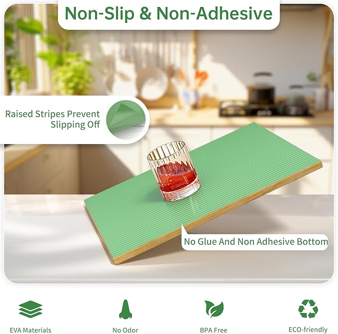 Shelf and Drawer Liner for Kitchen Cabinet, Non-Adhesive 12in x 240in Waterproof Durable Thickened EVA Material Easy-to-Cut Contact Paper Non Slip Mat for Refrigerator, Cupboard, Dresser