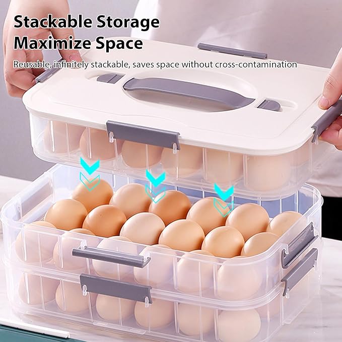 Ngbbby Deviled Egg Carrier with Lid, 2-Layer Plastic Stackable Trays, Clear Deviled Egg Tray 36 Holder for Fridge