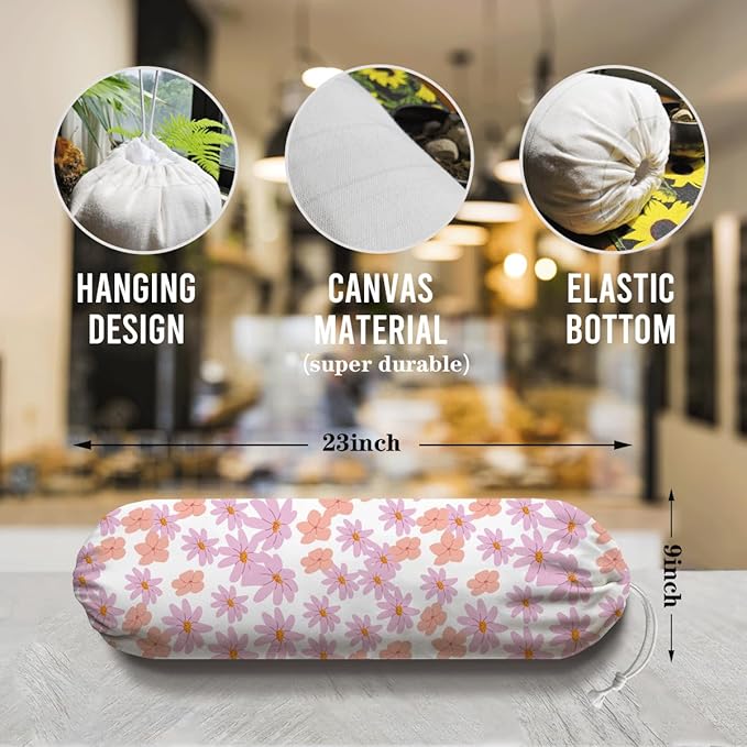 Pink Floral Grocery Bag Holder, Trash Grocery Bag Storage Dispenser, Shopping Trash Bags Organizer, Decorative Plastic Bags Holder for Wall Decor, Home Decor for Kitchen Pantry