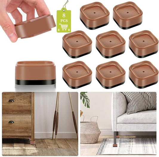 8 Pack Furniture Risers 1 Inch, Adjustable Bed Risers Heavy Duty for Table Desk Couch Chair Sofa Cabinet Bed Legs Dorm, Square Stackable Bed Raisers Blocks Lift Height 1", 2" or 3", Brown