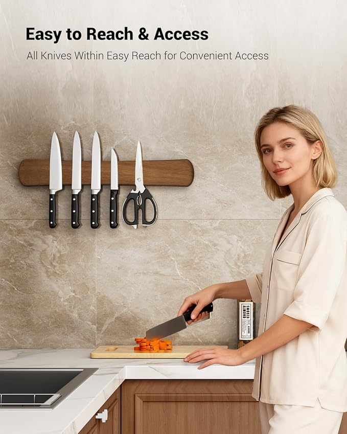 Magnetic Knife Holder for Wall, 10 Inch Wood Strong Magnetic Knife Strip, Small Kitchen Storage Space Savers, Rv Apartment Farmhouse Accessories Organizer, Housewarming Gifts for New Home