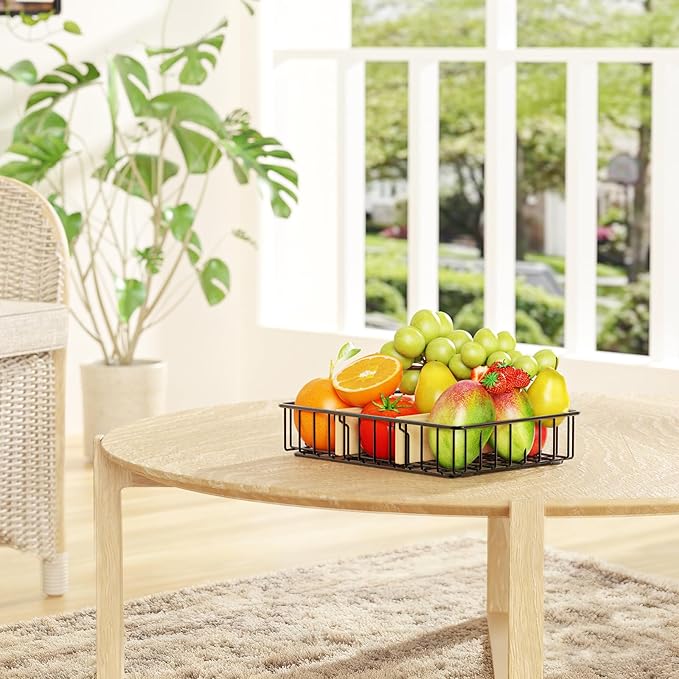 Fruit Basket for Kitchen Countertop, Fruit Bowl with 3 Compartments, Kitchen Organizer for Fruits, Vegetable, and Snack Storage