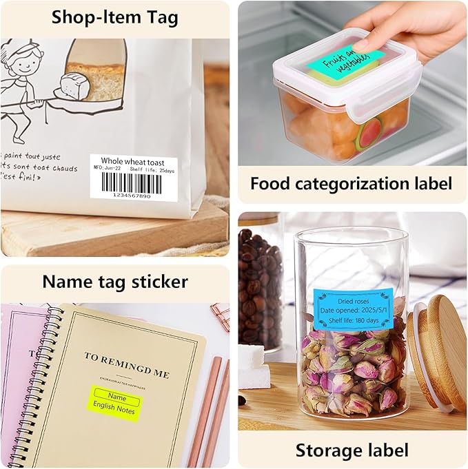 PALAIBEIQI 1x2 Inch Thermal Labels,500PCS Rectangle Stickers,Waterproof Removable Blank Stickers for Address,Jars,Freezer Containers & Pantry Organization,Sky Blue