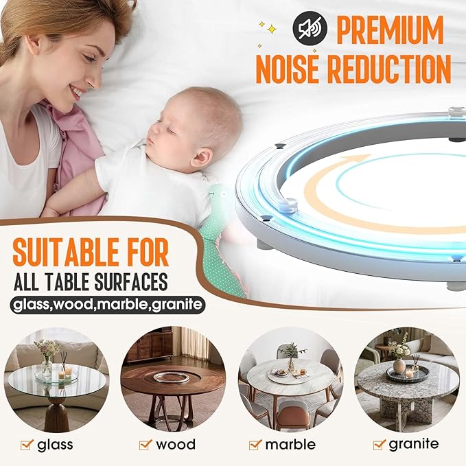 Lazy Susan Hardware, Heavy Duty Lazy Susan Bearing & Swivel Turntable - 10 Inch Rotating Bearing Plate for Round Dining Table, Smooth Swivel Mechanism
