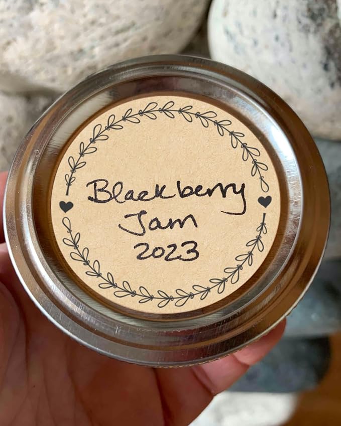 2" Canning Labels for Jars & Lids, 4 Different Wreath Designs, 500 Pcs Round Kraft Christmas Mason Jar Stickers, Food Labels Pantry Labels, Mason Jar Labels Spice Labels Bottle Labels