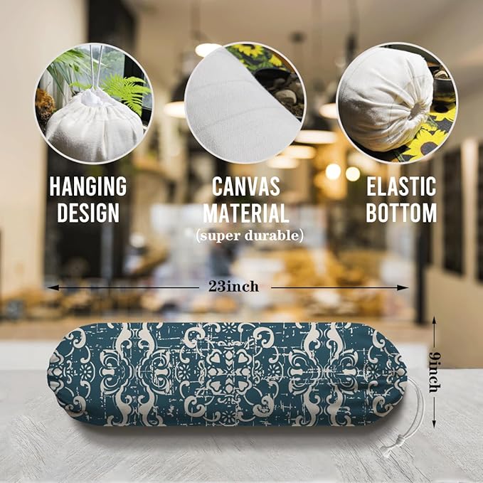 Sage Blue Plastic Bag Holder, Wall Mount Grocery Bags Organizer, Washable Car Trash Bags, Pantry Organization, Kitchen Housewarming Gifts for Women, Kitchen Pattern Garbage Bag 64