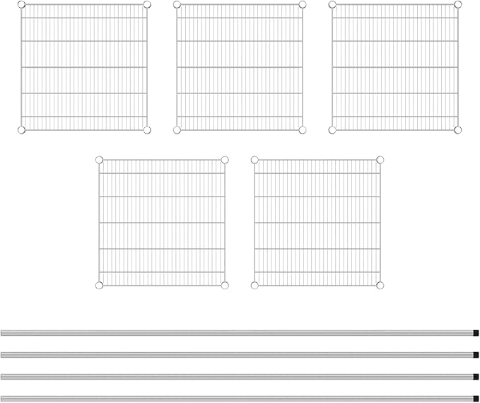 Commercial NSF Listed Chrome Stationary Wire Shelving Kit 24" x 24" x 86", with 5 Shelves Perfect for Warehouse, Walk-in Refrigerator, Freezer, Grocery Store, Restaurant, Dishroom