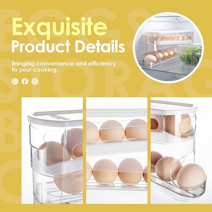 Sylphide Auto Rolling Fridge Egg Organizer, egg storage for refrigerator,Space Saving Eggs Dispenser for Refrigerator,special fresh-keeping box, organizer tool