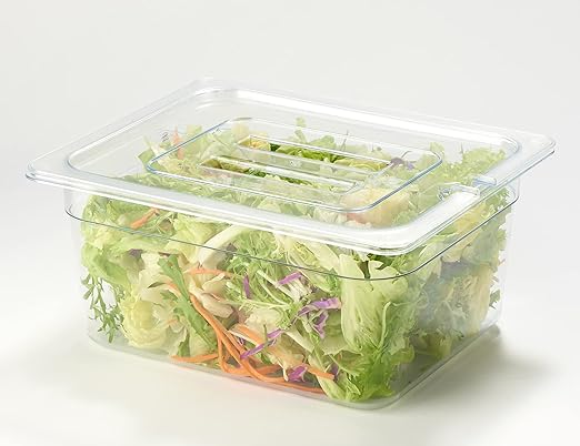 CURTA 6 Pack NSF Food Pan Cover, 1/2 Size Clear Polycarbonate Notched Lid with Handle for Commercial Food Pan, Dishwasher & Freezer Safe Plastic Clear