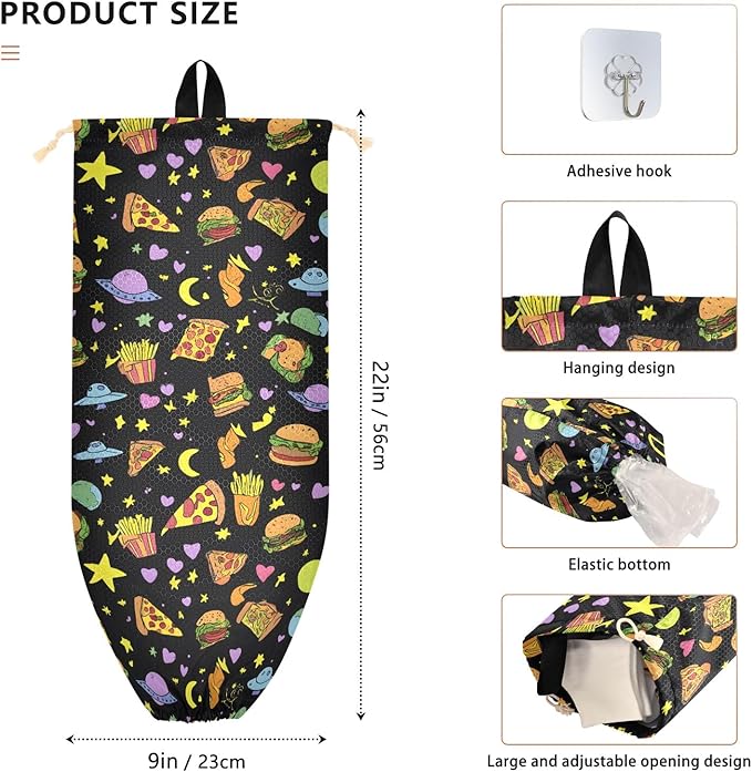 Plastic Bag Holder Grocery Bags Organizer Dispenser Storage Pizza Hamburger Chips for Kitchen Wall Mount