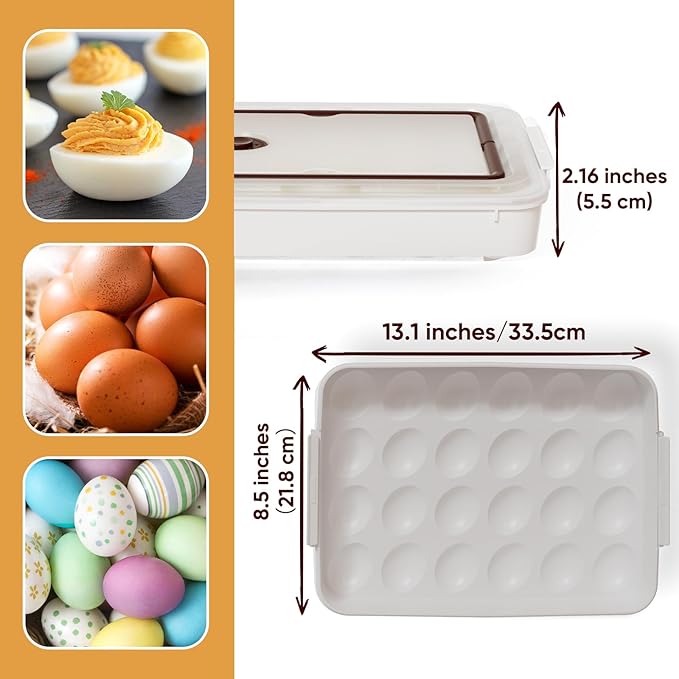 77L Deviled Egg Containers with Lid, (Set of 2), Plastic Deviled Egg Tray Carrier with Handle for 48 Eggs, Clear Storage Egg Platter for Devil Egg, Fridge Stackable Portable Egg Holder (Transparent)