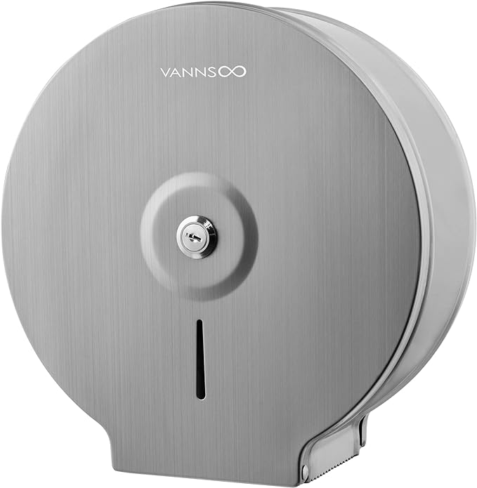 Commercial Jumbo Toilet Paper Dispenser, Wall Mount Stainless Steel 9 Inch Roll Toilet Paper Holder Bath Tissue Dispenser Lock Key (Brushed)
