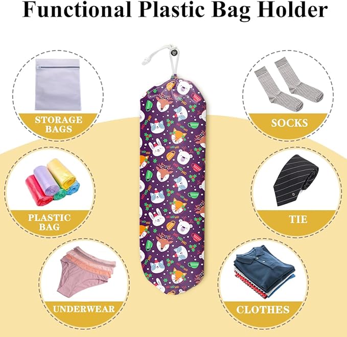 Panda Fox Rabbit Grocery Bag Holder and Dispenser Animal Plastic Bags Organizer Garbage Shopping Trash Bags Storage for Kitchen Farmhouse Home Decor Housewarming Gifts