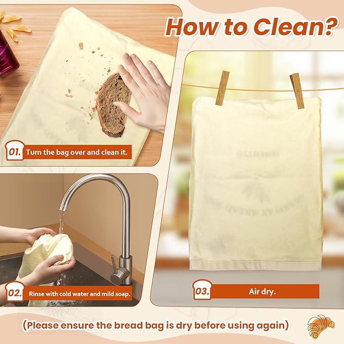 Surcotto Beeswax Bread Bags,2 Pack Sourdough Bread Bag,Reusable,for Homemade Bread,Natural Beeswax-Lined Cotton Food Storage Bags to Keep Fresh,Sourdough Bread Bag for Freezer & Refrigerator