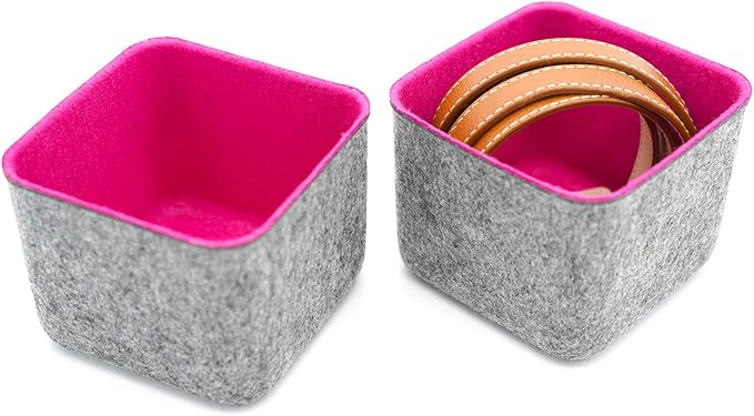 Welaxy Storage bins Set Office Drawer Organizers for School Dorm Home Kitchen bathroom bedroom Closet Cabinet Desk organize boxes Junk Organizing 2-Pack (Rose Red)