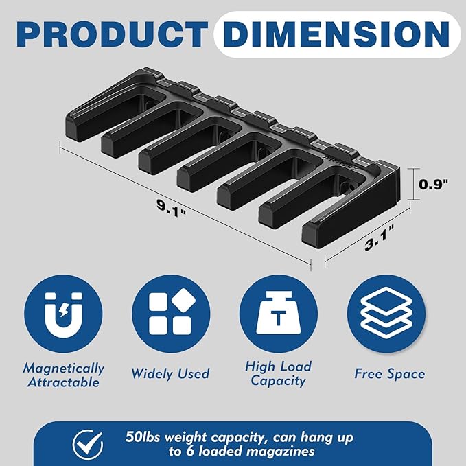 PMAG Rack Wall Mount,Mag Holder|AR Magazine Hodler|Wall Mount Display Mag Storage,Home Magazine Storage Rack,Mag Rack for Gun Safe,Locker,Cabinet,Wall