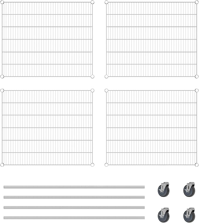Commercial NSF Listed Chrome Mobile Wire Shelving Kit 30" x 36" x 60", with 4 Shelves Perfect for Warehouse, Walk-in Refrigerator, Freezer, Grocery Store, Restaurant, Dishroom
