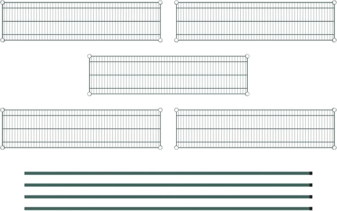 Commercial NSF Listed Green Epoxy Stationary Wire Shelving Kit 14" x 54" x 96", with 5 Shelves Perfect for Warehouse, Walk-in Refrigerator, Freezer, Grocery Store, Restaurant, Dishroom