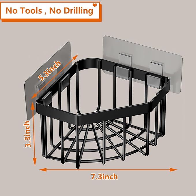 Sponge Holder for Corner Kitchen Sink, Adhesive Stainless Steel Kitchen Sink Organizer Caddy,Dish Cloth Hanger Sponge Holder Soap Storage Rack for Space-Saving Storage(not for Rounded)