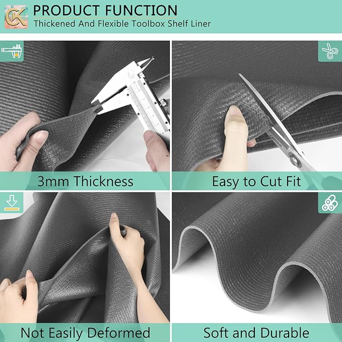 Foam Toolbox Liner Shelf Liner, Thickened Durable Pad Tool Box Mat for Protecting Your Tools, Work Surfaces, Garage, Chest -Gray 3mm Thickness, 20 inch*24 ft