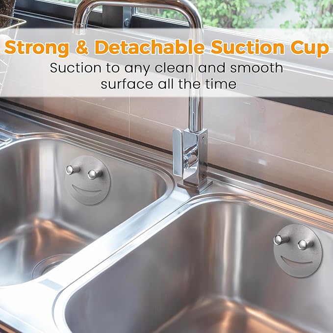 Sponge Holder, Stainless Steel Sink Caddy w/Suction Cup Installation, Sponge Organizer for Kitchen/Bathroom Sink, Self Draining, Dishwasher Safe for Holding Sponges, Silver(1-Pack)