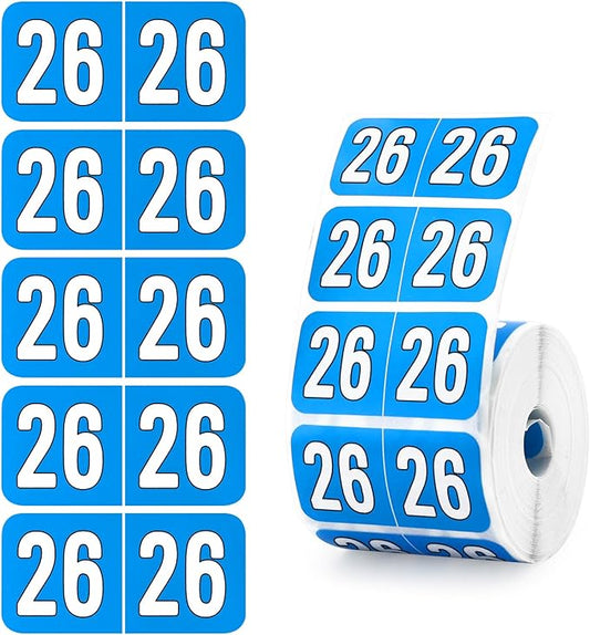 500 Pcs 2026 Year Stickers, Waterproof File Folder Labels, Self-Adhesive Rectangle Tabs for End Folders and Envelopes, Number Tabs, Office and Home Supplies (Blue)