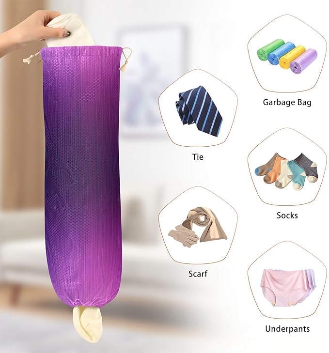 Plastic Bag Holder Wall Mount Grocery Bag Shopping Bag Storage Holder Organizer Dispenser with Adhesive Hook,for Kitchen Bathroom Home Decor 9x22 Inches Gradient Purple Blue32