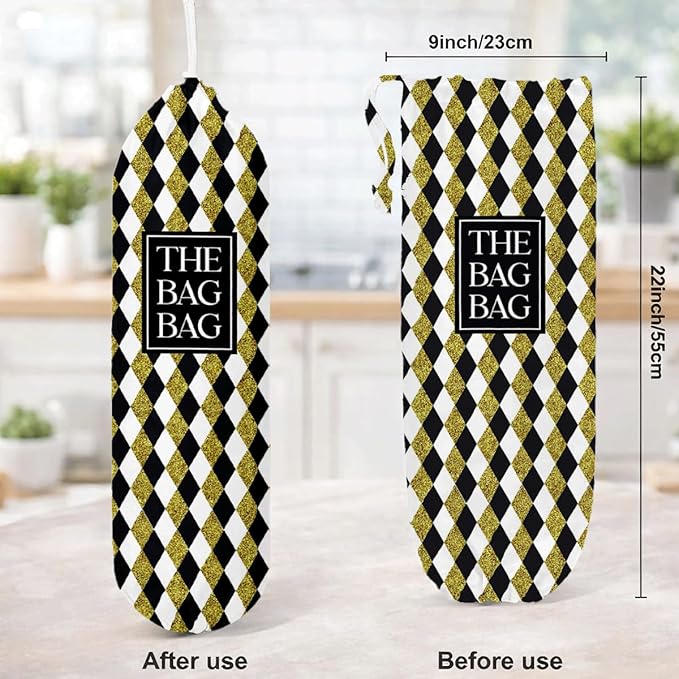 The Bag Bag Grocery Bags Holder, Argyle Buffalo Check Plaid Grocery Bags Holder Organizer For Shopping Sack, Reusable Hanging Trash Sack Dispenser, Kitchen Gift For Women Family Friends Grandma Mom