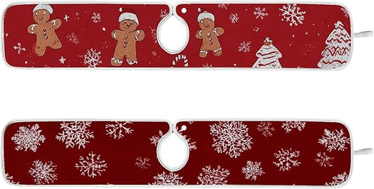 2 PCS Kitchen Sink Splash Guard 30 Inch Faucet Mat for Kitchen Sink Bathroom Sink Faucet Absorbing Drip Drain Mat Pad Microfiber Soft Washable Red Christmas Gingerbread Snowflakes