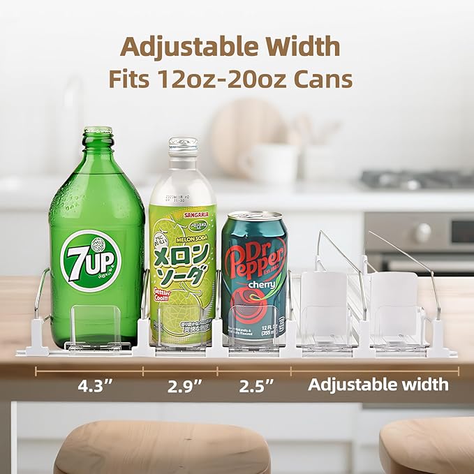 HIYOHIYO 5 Row Auto-Push Drink Organizer for Fridge, Self Pushing Soda Can Dispenser for Refrigerator, Automatic Drink Dispenser for Fridge, Holds up to 25 Cans