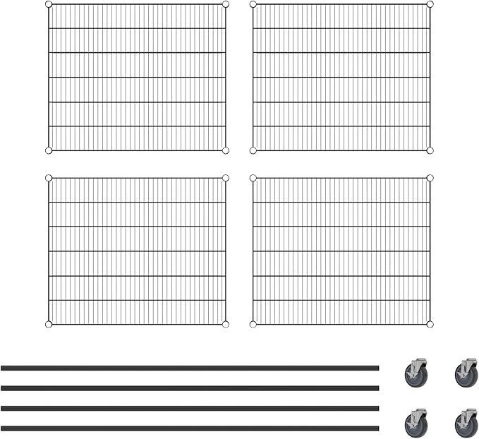 Commercial NSF Listed Black Epoxy Mobile Wire Shelving Kit 30" x 36" x 80", with 4 Shelves Perfect for Warehouse, Walk-in Refrigerator, Freezer, Grocery Store, Restaurant, Dishroom
