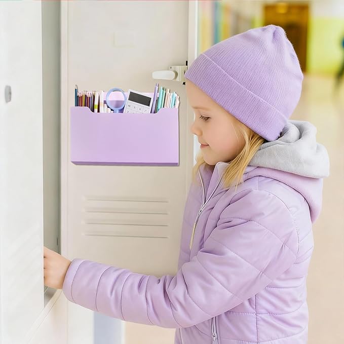 Fuutreo 6 Pcs Magnetic Wall File Organizer Magnetic Wall File Holder Refrigerator Magazine Holder for Mail Letters Paper(Violet Color,8.3 x 13.8 Inch)