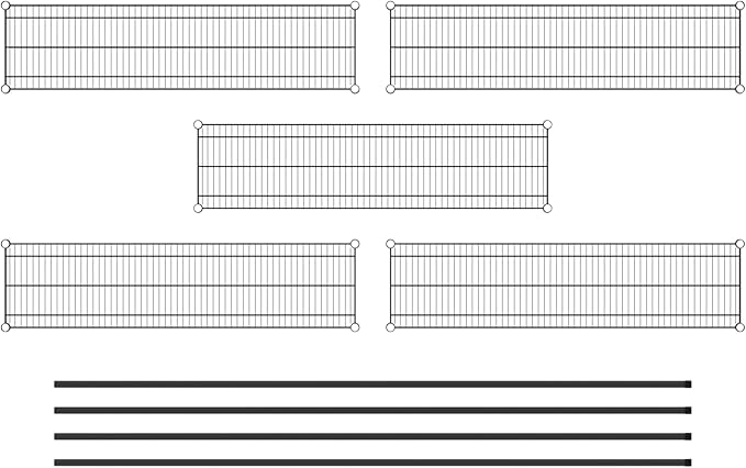Commercial NSF Listed Black Epoxy Stationary Wire Shelving Kit 14" x 54" x 96", with 5 Shelves Perfect for Warehouse, Walk-in Refrigerator, Freezer, Grocery Store, Restaurant, Dishroom